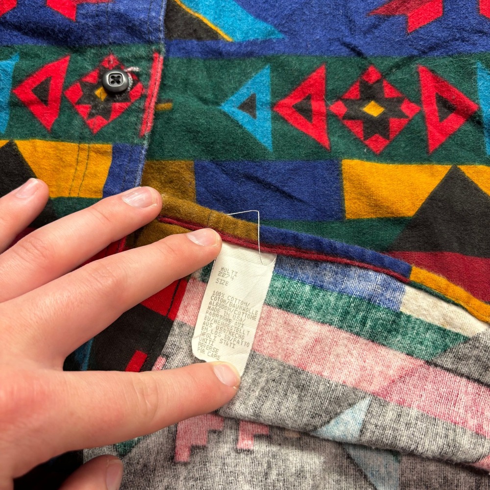 Vintage Woolrich Mens XL Southwestern Aztec Flannel Shirt Made USA Multi Color - Picture 4 of 9